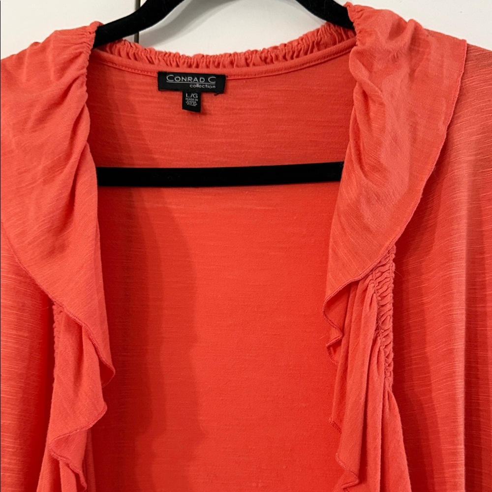 Coral Ruffled Duster-Rayon - Picture 4 of 4